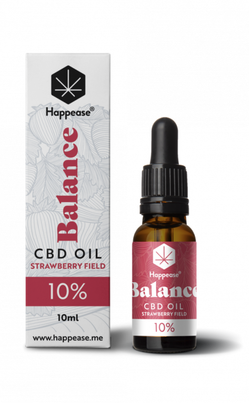 Happease Campo de morango com óleo CBD Balance, 10% CDB, 1000mg, 10ml