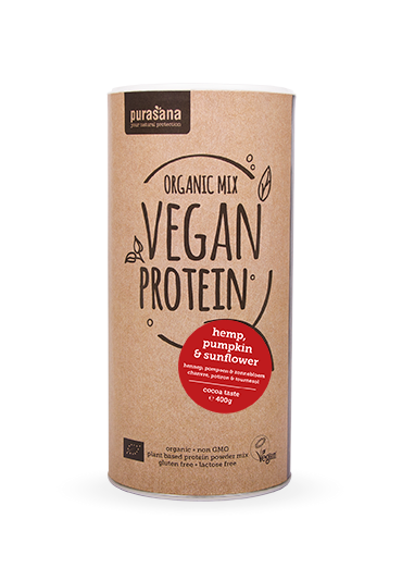 Purasana Vegan Protein MIX BIO 400g kakaod (kõrvits, päevalill, kanep)