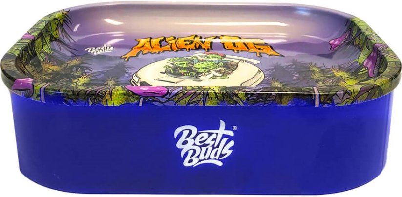 Best Buds Plateau à rouler Thin Box avec rangement, Alien OG