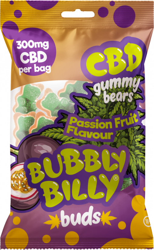 Bubbly Billy Buds Passion Fruit Flavored CBD Gummy Bears (300 mg)