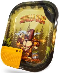 Best Buds Gorilla Glue mažas metalinis valcavimo padėklas su magnetine šlifuoklio kortele