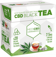 MediCBD Черен чай (Кутия с 20 пакетчета чай Pyramid), 7,5 mg CBD