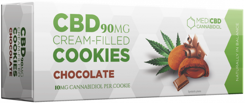 MediCBD チョコレートクリーム入りクッキー (90 mg) - カートン (18 パック)