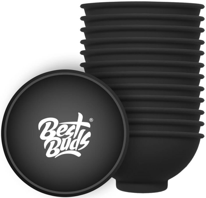Best Buds Silikon Karıştırma Kabı 7 cm, Beyaz Logolu Siyah
