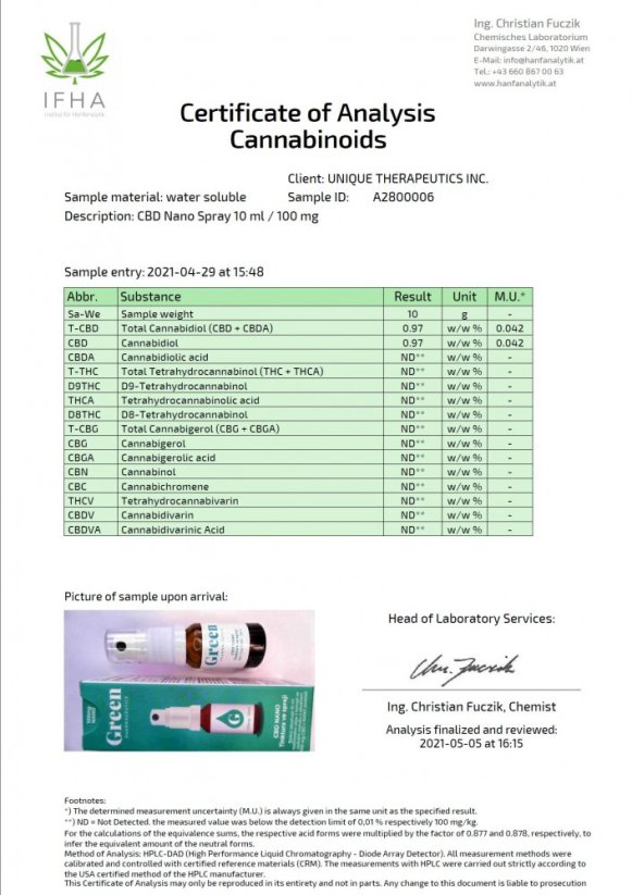 Green Pharmaceutics Nano CBD Spray – 100mg, 10ml