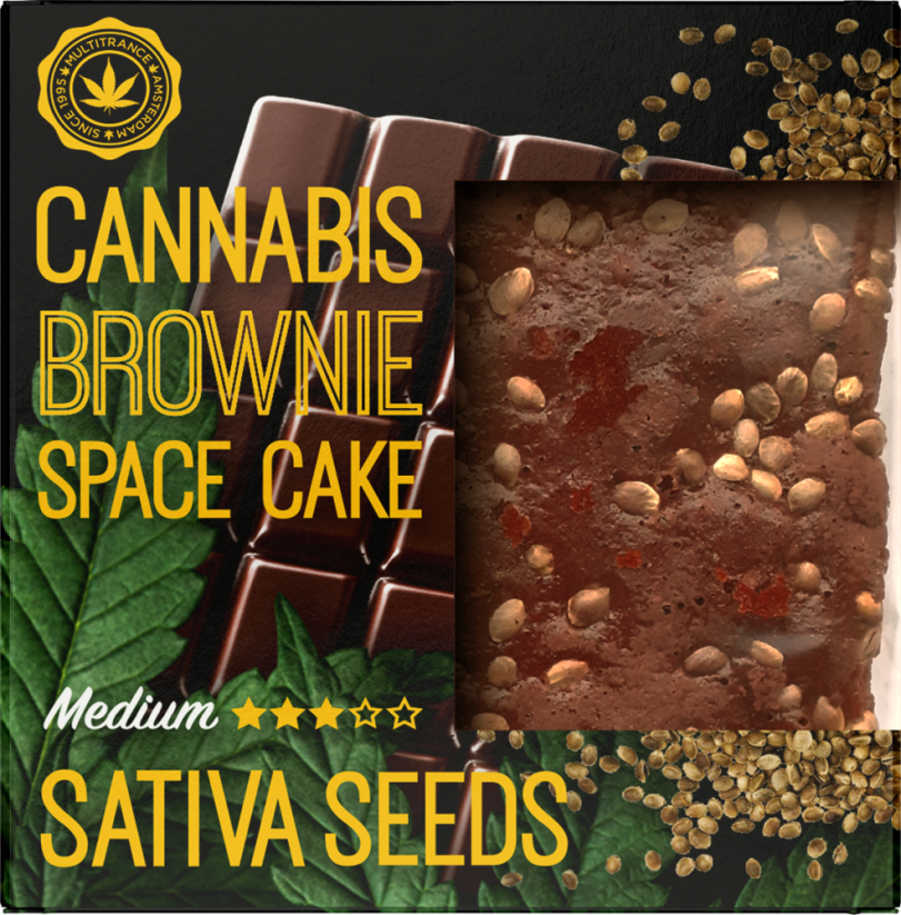 Biji Cannabis Sativa Brownie Deluxe Packing (Rasa Sativa Sedang) - Karton (24 bungkus)