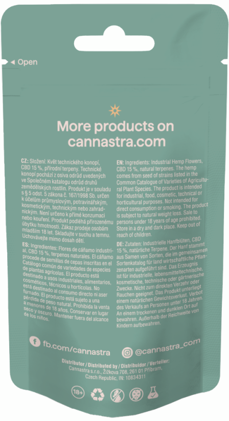 Cannastra CBD Flowers Cosmic Cream, CBD 15 %, 1 g – 100 g