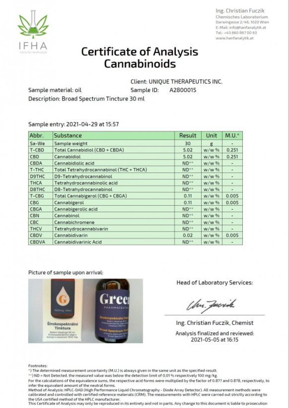 Green Pharmaceutics Breed spectrum tinctuur, 5 %, 1500 mg CBD, 30 ml