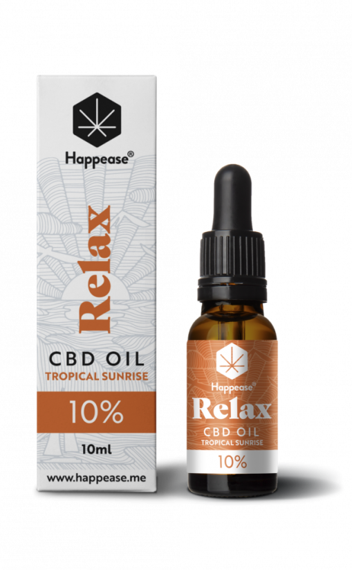 Happease Détendez-vous avec le CBD Olej Lever de soleil tropical, 10% CBD, 1000mg, 10ml