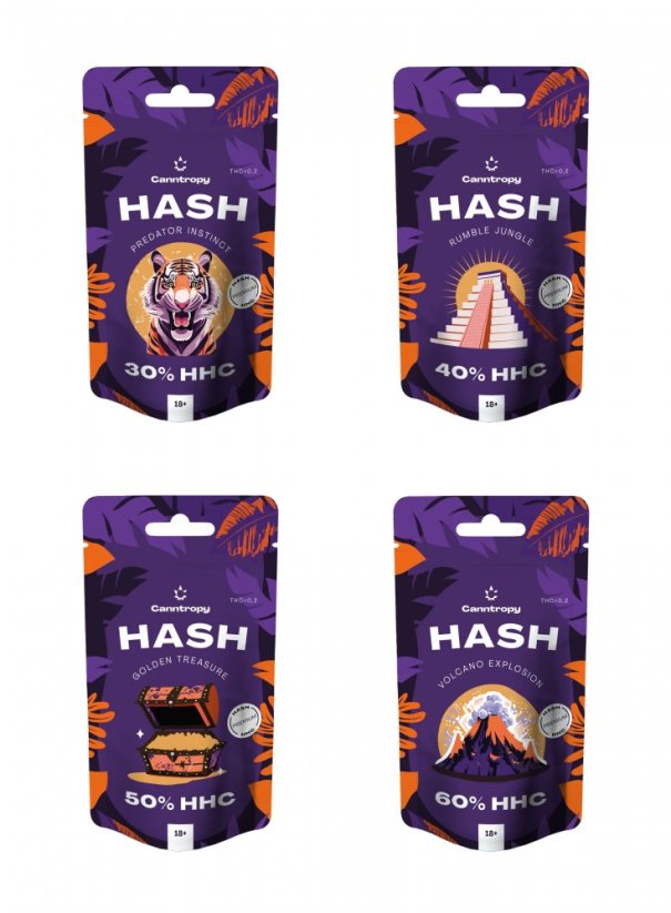 Canntropy HHC Hash-bunt 30 till 60 %, allt i ett set - 4 x 1g till 100g