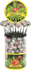 Cannabis Strawberry Haze Lollies – vitrininis konteineris (100 saldainių)