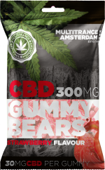 Jordgubbssmaksatt CBD Gummy Bears (300 mg), 40 påsar i kartong