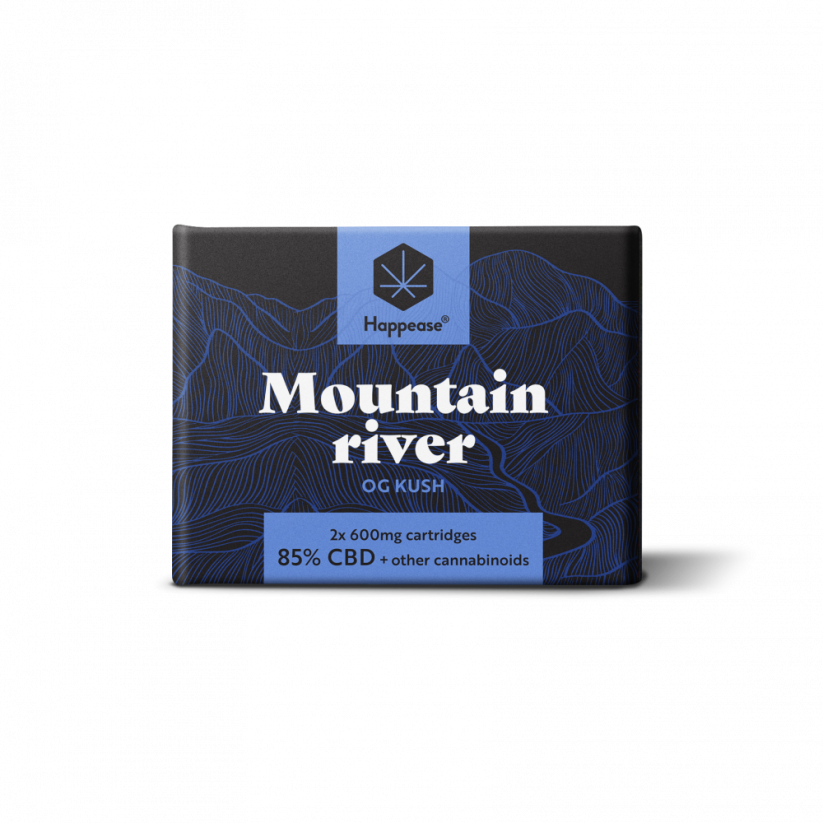 Happease Mountain River ვაზნა 1200 მგ, 85% CBD, 2 ცალი x 600 მგ