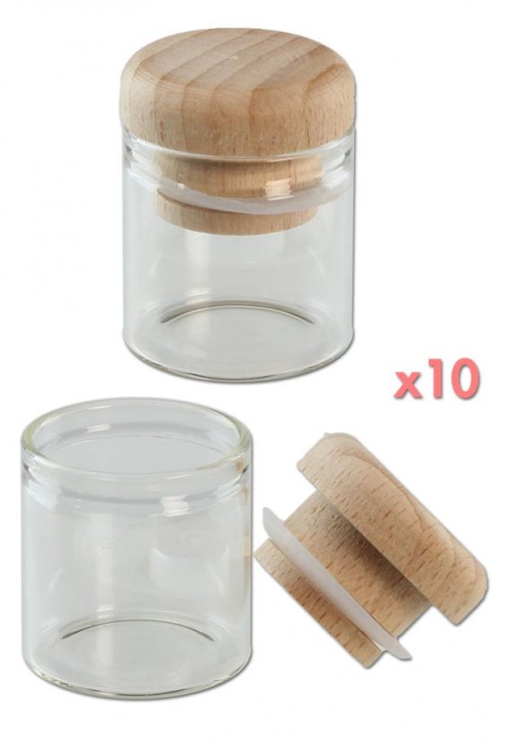 Pot en verre transparent avec couvercle en bois 3 ml
