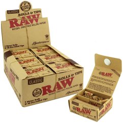 RAW Non sbiancato Capolavoro Kingsize Rolls con filtri - 12 pcs in scatola