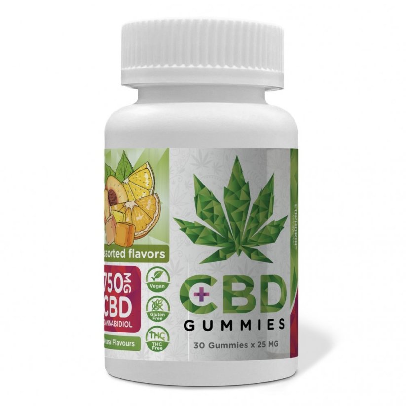 Euphoria CBD Gummies Ħallat 750 mg CBD, 30 biċċa x 25 mg