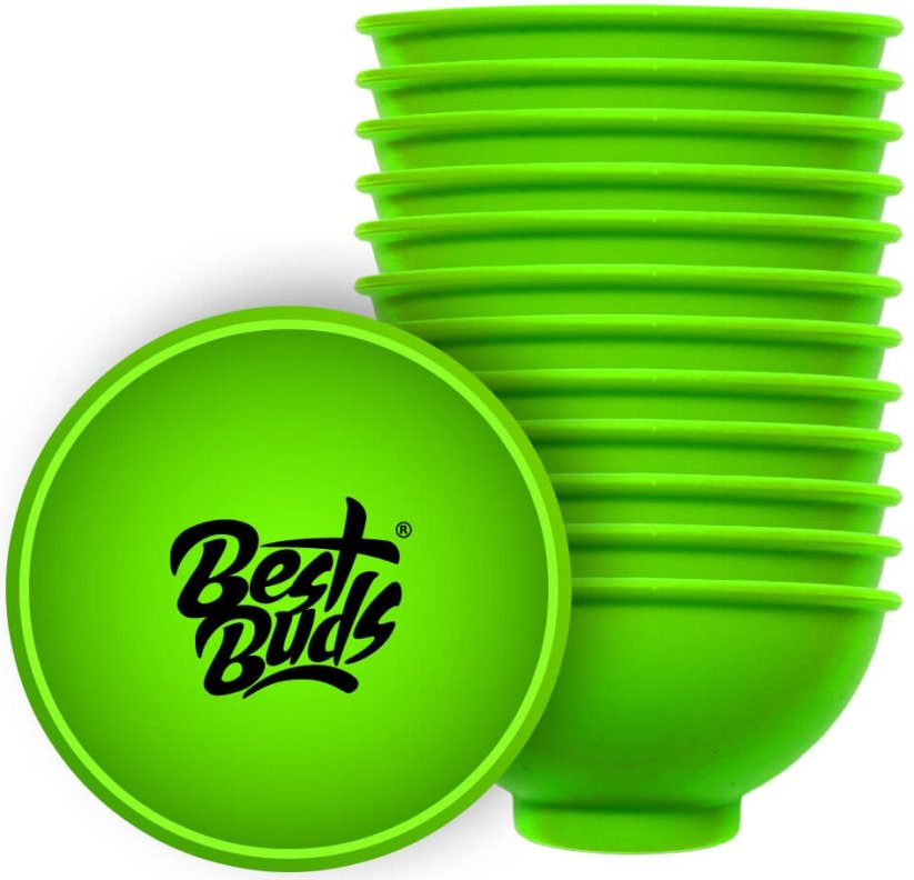 Best Buds Cuenco de silicona de 7 cm, verde con logotipo negro