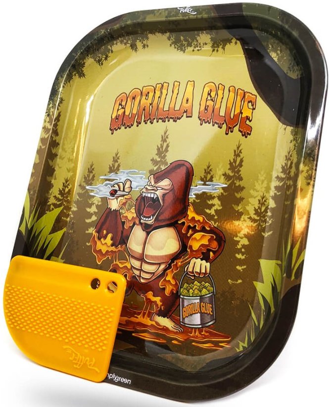 Best Buds Gorilla Glue малка метална тава за валцуване с магнитна карта за мелница