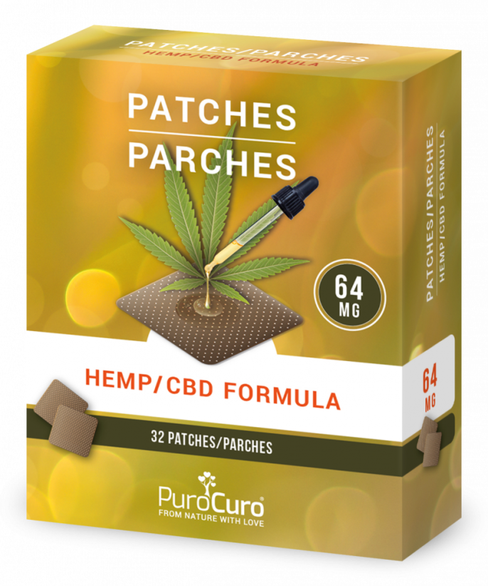 PuroCuro 64 mg CBD de cânepă Patch-uri de formulă, 32 buc, 2048 mg