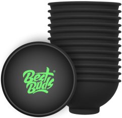 Best Buds Cuenco de silicona de 7 cm, negro con logotipo verde