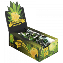 Cannabis Lemon Haze lizike – razstavna škatla (70 lizik)