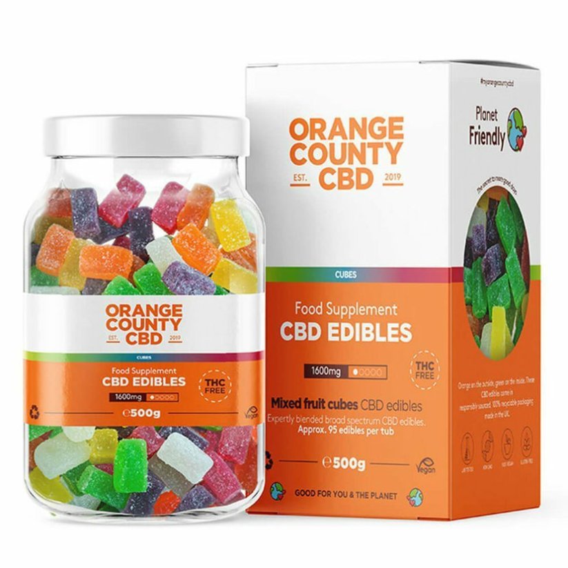 Orange County CBD Gummies Cubes, 95 st, 1600 mg CBD, 500 g