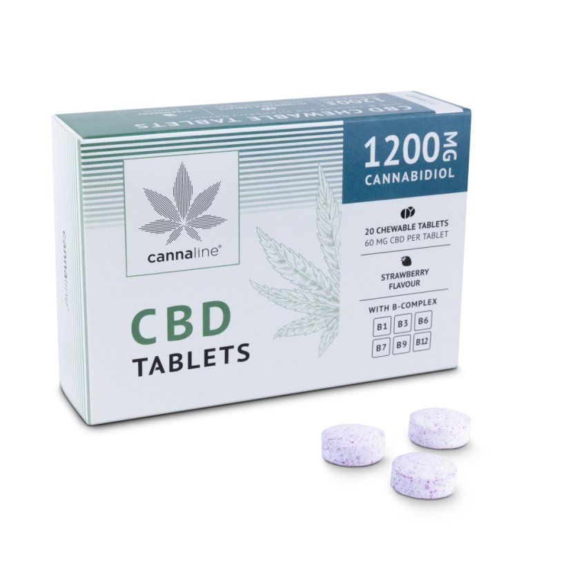 Cannaline Bcomplex を含む CBD タブレット、1200 mg CBD、20 x 60 mg