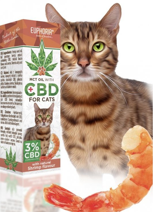 Euphoria Óleo CBD para gatos 3%, 300mg, 10ml - sabor camarão