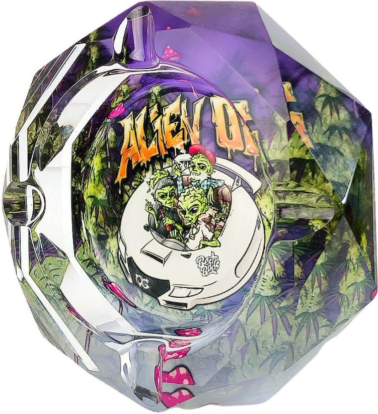Best Buds Kristallaschenbecher mit Geschenkbox, Alien OG