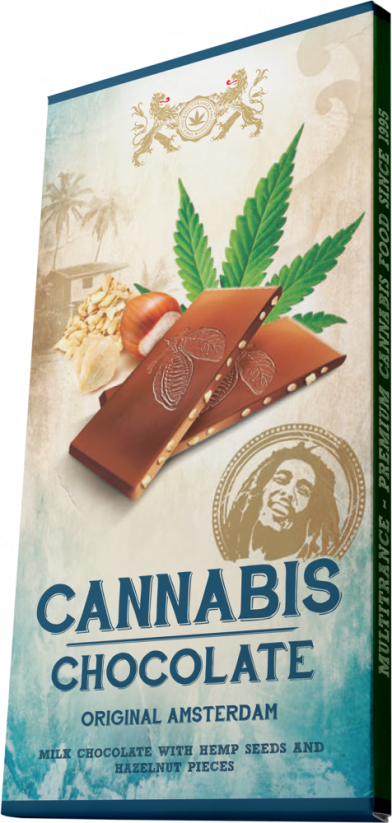 Mlečna čokolada Bob Marley Cannabis & Hazelnuts - karton (15 ploščic)