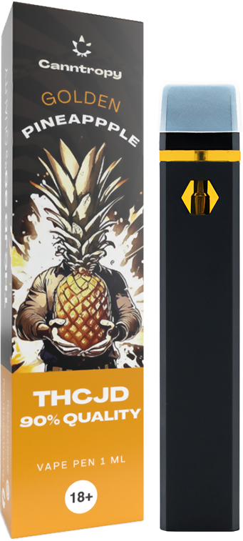 Canntropy THCJD Vape Penna för engångsbruk Golden Pineapple, THCJD-kvalitet 90 %, 1 ml