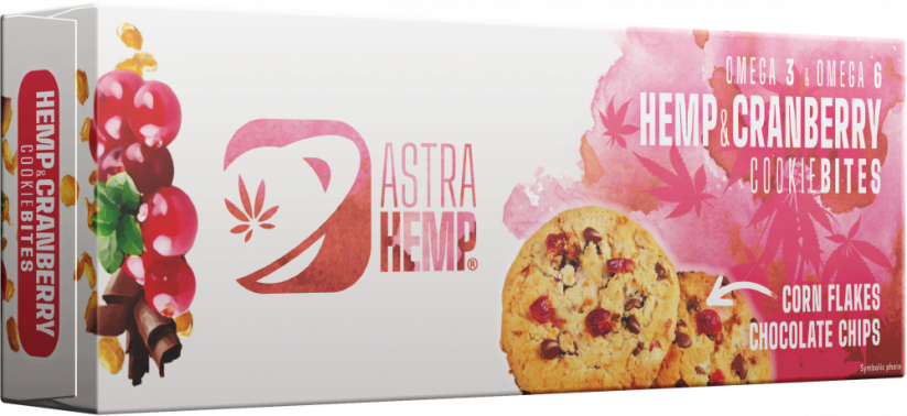 Astra Hemp Cookie Bites Hemp & Cranberry - Cutie (12 cutii)