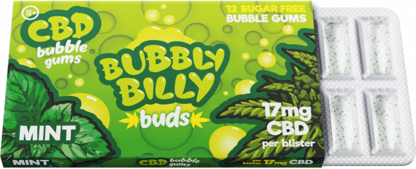 Bubbly Billy Chewing-gum aromatisé à la menthe Buds (17 mg CBD)