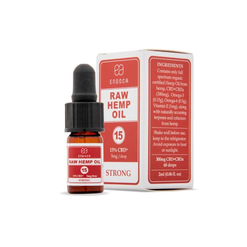 Endoca RAW Olej Konopny 300 mg CBD + CBDa (15%), 2 ml