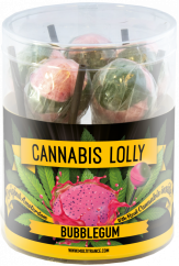 Cannabis Bubble Gum Lollies - Kaxxa tar-Rigal (10 Lollies), 24 kaxxa fil-kartuna
