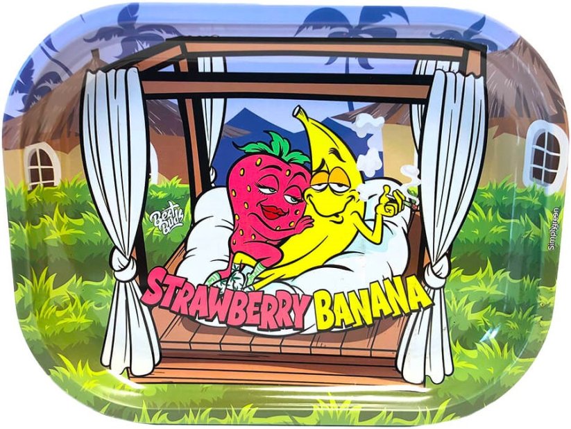 Best Buds Tenká škatuľová rolovacia tácka s úložným priestorom, jahodový banán