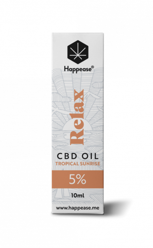 Happease Relax CBD Oil Tropical Sunrise, 5% CBD, 500mg, 10ml