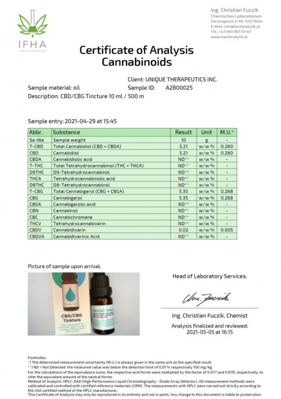 Green Pharmaceutics CBG / CBD Originalus Tinktūra - 10%, 500 mg / 500 mg, 10 ml