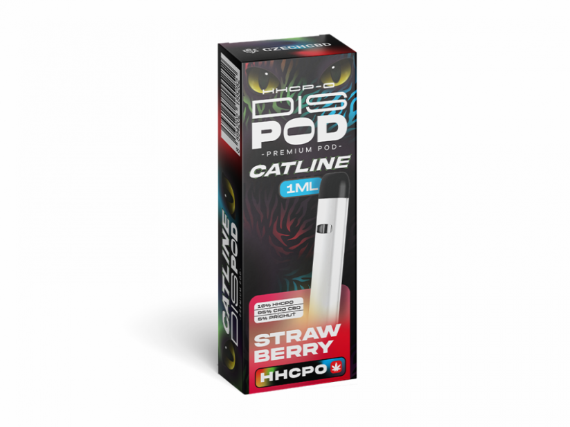 Czech CBD HHCPO CATline Vape Pen disPOD Stroberi, 10 % HHCPO, 1 ml