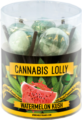 Cannabis Watermelon Kush Lollies – dovanų dėžutė (10 saldainių), 24 dėžutės kartoninėje dėžutėje