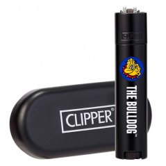 The Bulldog Clipper Matowa czarna metalowa zapalniczka + prezentbox