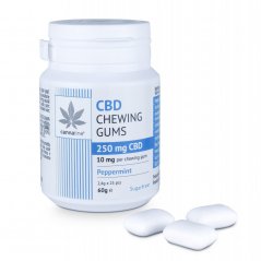 Cannaline CBD Gumă de mestecat Mentă, 250 mg CBD, 25 buc x 10 mg, 60 g