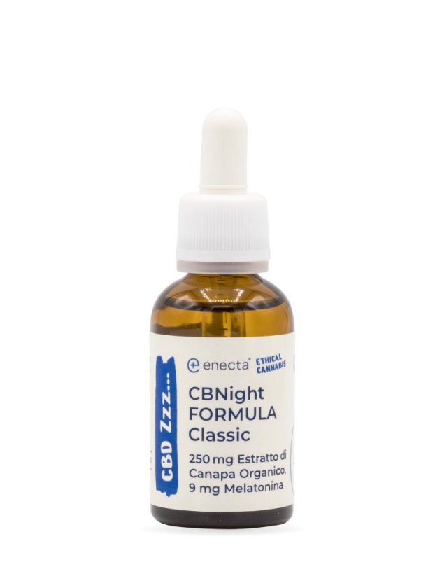 *Enecta CBNight Formula Classic Kaņepju eļļa ar melatonīnu, 250 mg organiskā kaņepju ekstrakta, 30 ml