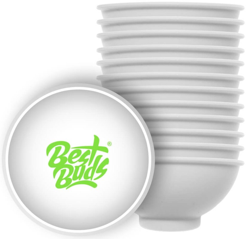 Best Buds Μπολ Σιλικόνης 7 cm, Λευκό με Πράσινο Λογότυπο