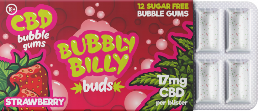 Bubbly Billy Gomas de mascar com sabor de morango (17 mg CBD)
