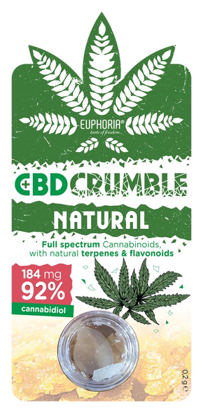 Euphoria Натуральний CBD Crumble (184 мг до 460 мг CBD)