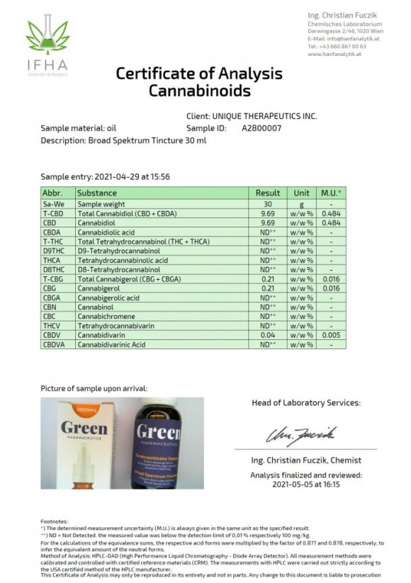 Green Pharmaceutics Broad spectrum tincture, 10 %, 3000 mg CBD, 30 ml