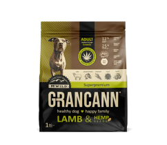 Grancann Graines d'Agneau & Chanvre - Aliment au chanvre pour races moyennes et grandes, 1kg