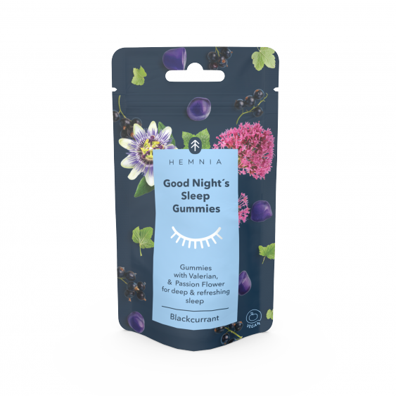 Hemnia Good Night's Sleep Gummies Blackcurrant with valerian and passionflower, 30 pcs
