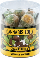Cannabis Cream Chocolate Lollies – dovanų dėžutė (10 saldainių), 24 dėžutės kartoninėje dėžutėje